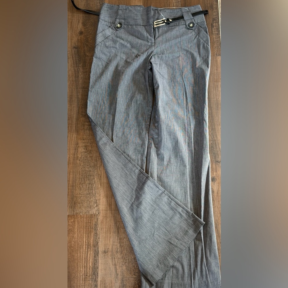 BCX Pinstripe Trousers Juniors 9 Gray Y2K Tailored Wide Leg Pants